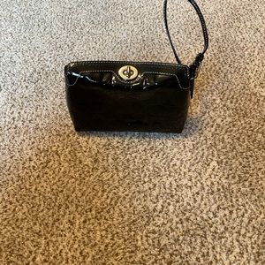 Black patent leather Coach wristlet